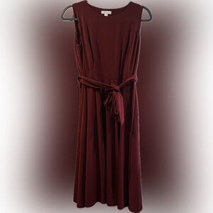 Charter Club Burgundy Petite Sleeveless Tie Belt Sheath Maxi Dress